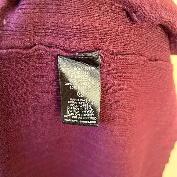 Devotion by Cyrus Open Knit Cardigan Purple Plum Size XS - Picture 6 of 7